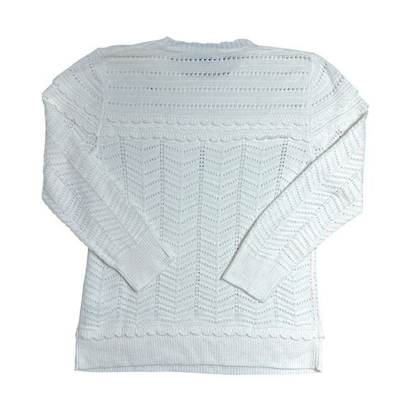 J. Crew White Scalloped Pointelle Lightweight Sweater Womens S - Picture 9 of 9